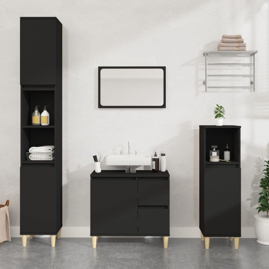 Bathroom Cabinet Black 65x33x60 cm Engineered Wood - Bathroom Furniture Sets