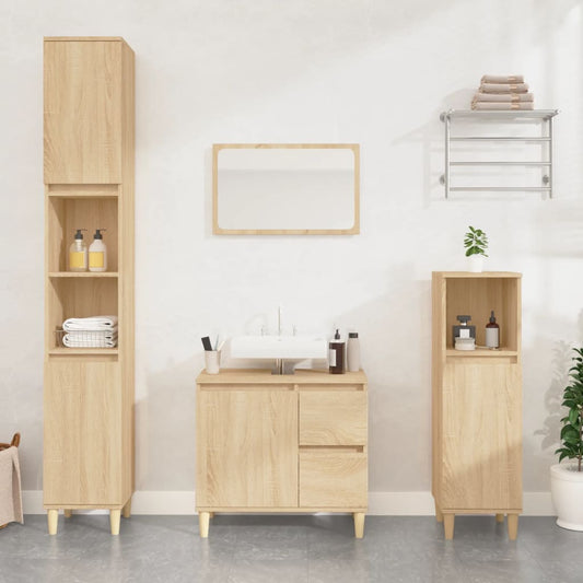 Bathroom Cabinet Sonoma Oak 65x33x60 cm Engineered Wood - Bathroom Furniture Sets