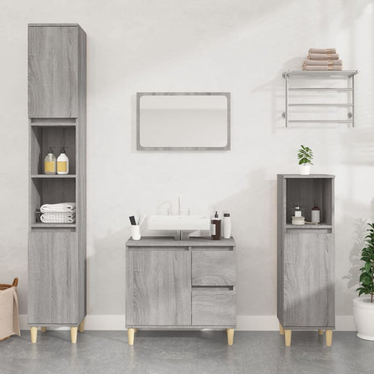 Bathroom Cabinet Grey Sonoma 65x33x60 cm Engineered Wood - Bathroom Furniture Sets