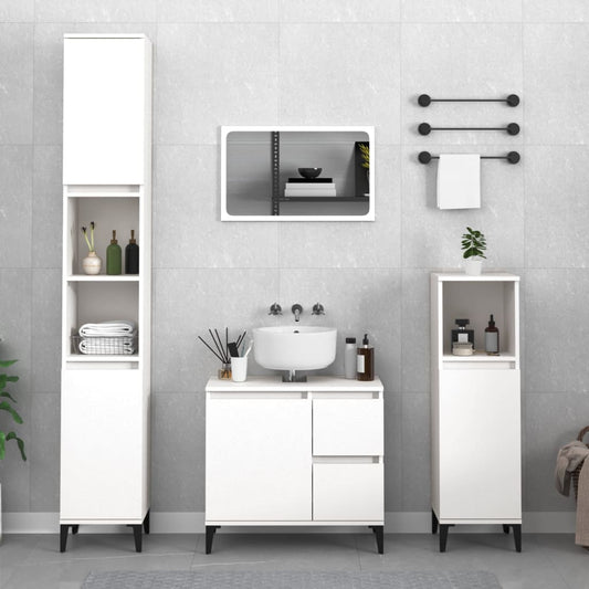 Bathroom Cabinet White 65x33x60 cm Engineered Wood - Bathroom Furniture Sets