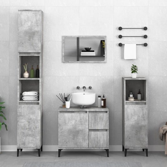 Bathroom Cabinet Concrete Grey 65x33x60 cm Engineered Wood - Bathroom Furniture Sets