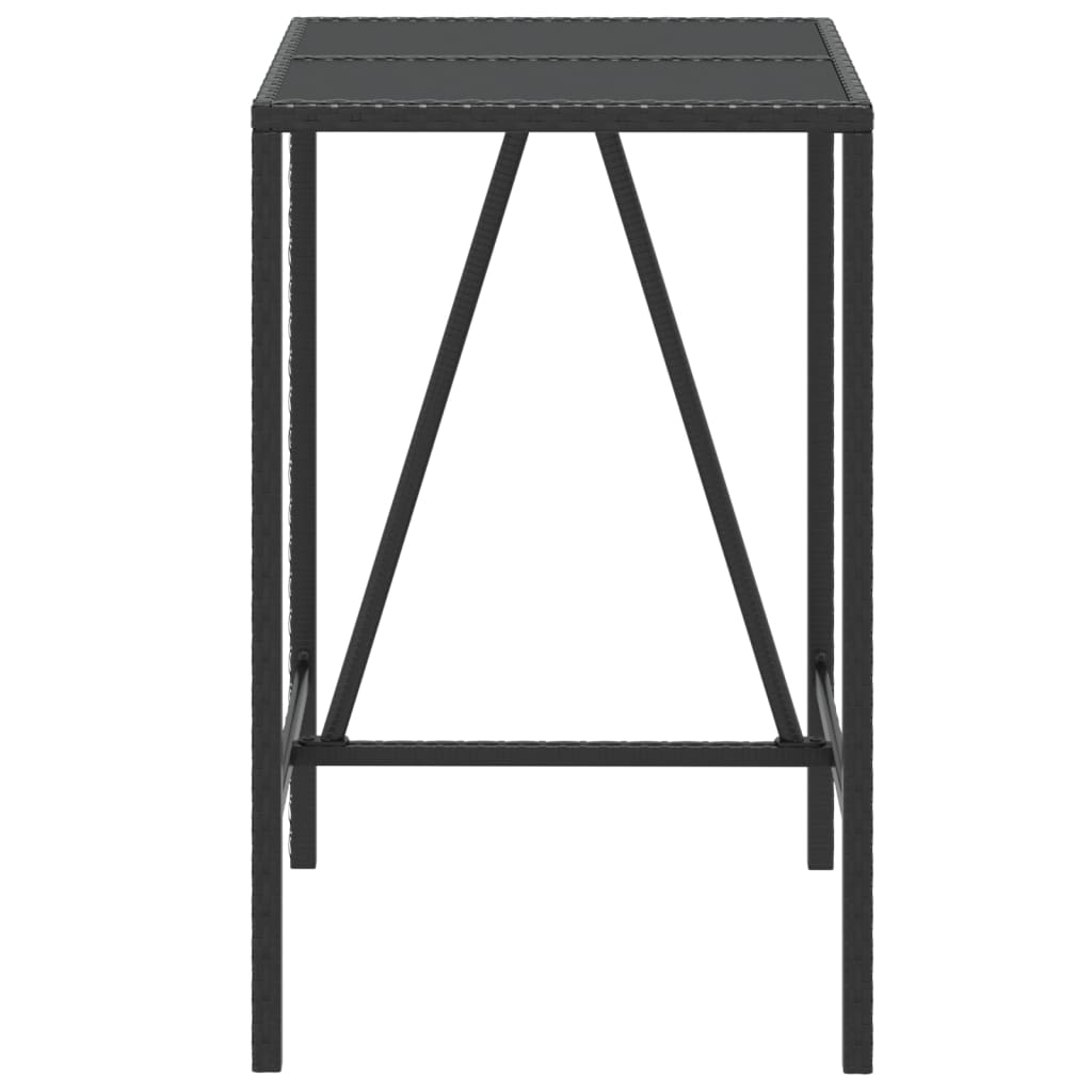 Bar Table with Glass Top Black 70x70x110 cm Poly Rattan - Outdoor Tables