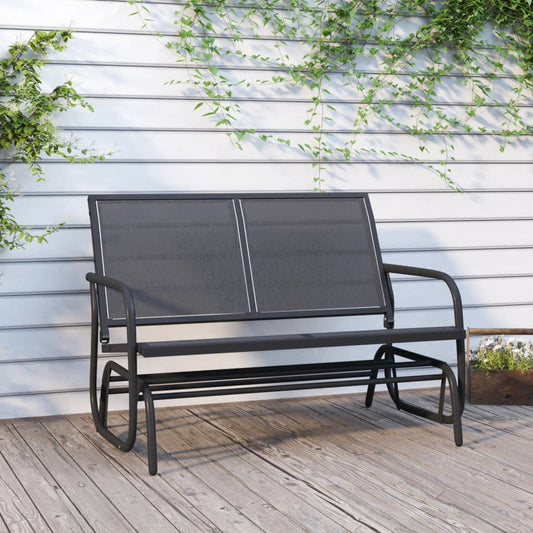 Garden Glider Bench Black 120.5x76x86.5 cm Textilene&Steel - Porch Swings