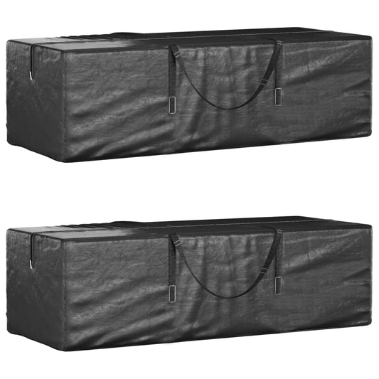 Garden Cushion Storage Bags 2 pcs Black 135x40x55 cm Polyethylene - Outdoor Furniture Covers