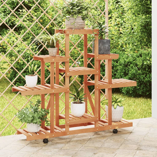 Flower Stand with Wheels 110x25x101 cm Solid Wood Fir - Plant Stands