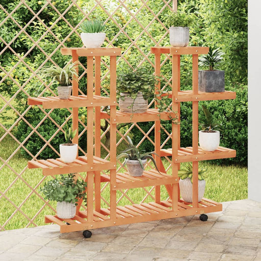 Flower Stand with Wheels 110x25x115 cm Solid Wood Fir - Plant Stands
