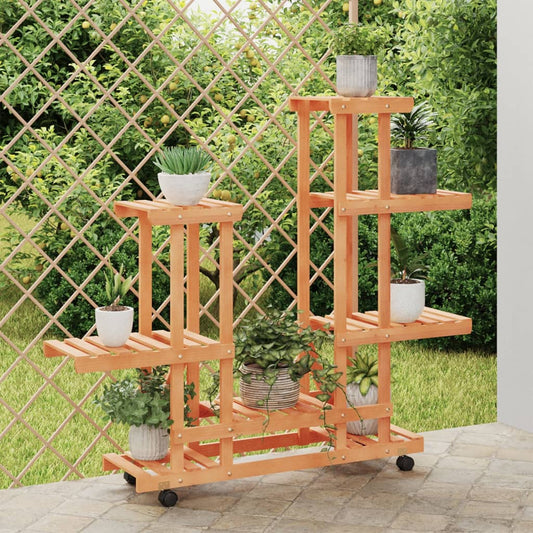 Flower Stand with Wheels 95x25x101 cm Solid Wood Fir - Plant Stands