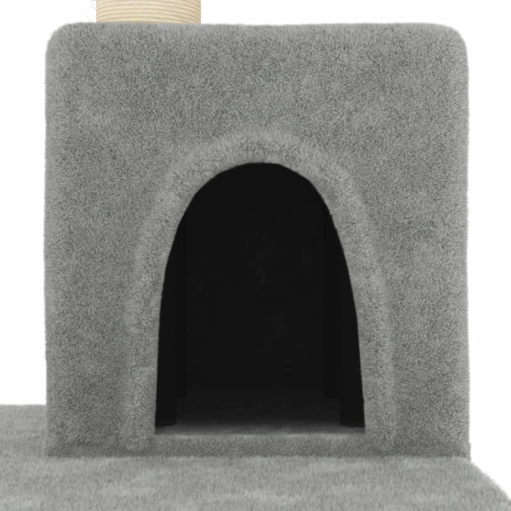 Cat Tree with Sisal Scratching Posts Light Grey 123 cm - Cat Furniture