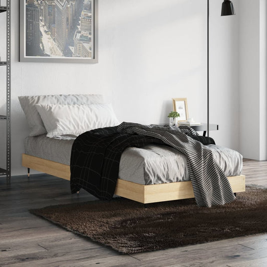 Bed Frame Sonoma Oak 75x190 cm Small Single Engineered Wood - Beds & Bed Frames