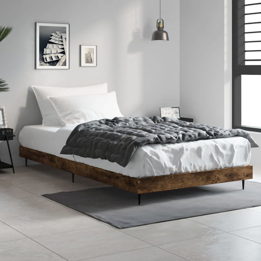 Bed Frame Smoked Oak 90x200 cm Engineered Wood - Beds & Bed Frames