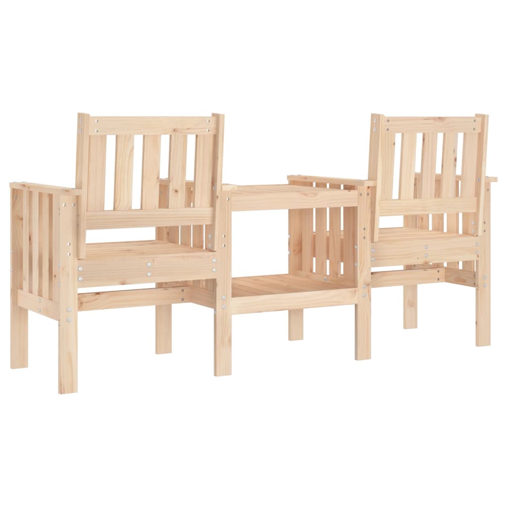 Garden Bench with Table 2-Seater Solid Wood Pine - Outdoor Benches