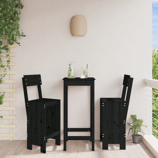Bar Stools 2 pcs Black 40x48.5x115.5 cm Solid Wood Pine - Outdoor Chairs
