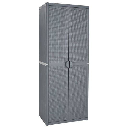 Garden Storage Cabinet Grey 65x45x172 cm PP Rattan - Storage Cabinets & Lockers