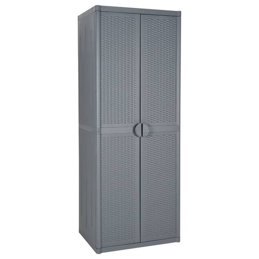 Garden Storage Cabinet Grey 65x45x172 cm PP Rattan - Storage Cabinets & Lockers