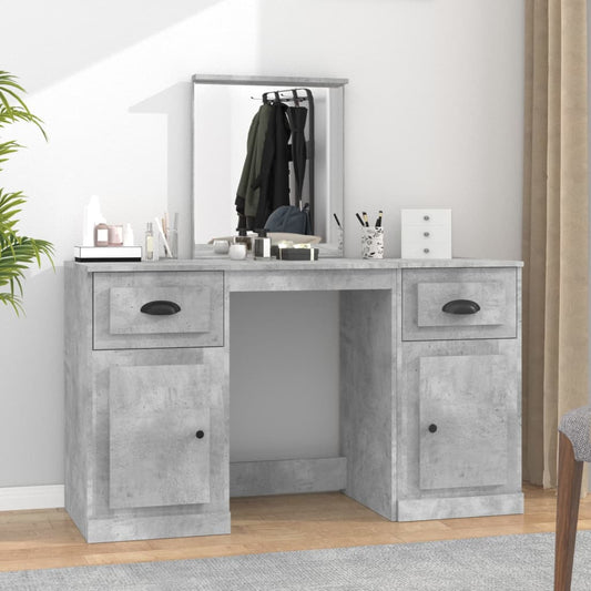 Dressing Table with Mirror Concrete Grey 130x50x132.5 cm - Bedroom Dressing Tables