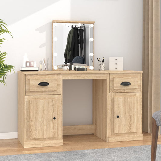Dressing Table with LED Sonoma Oak 130x50x132.5 cm - Bedroom Dressing Tables