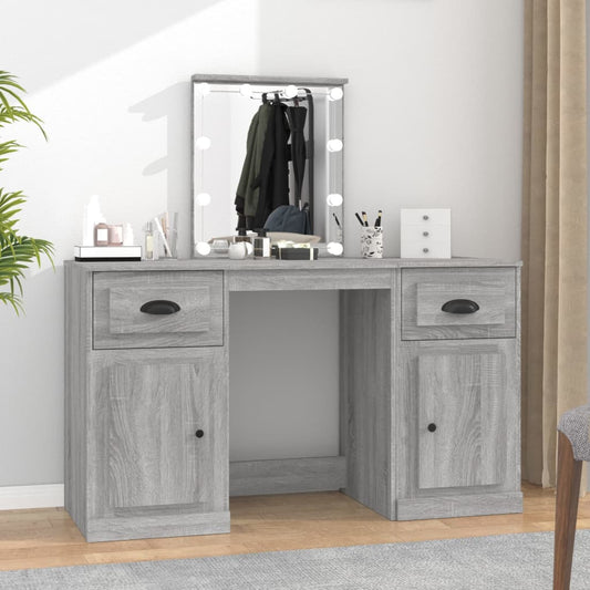 Dressing Table with LED Grey Sonoma 130x50x132.5 cm - Bedroom Dressing Tables
