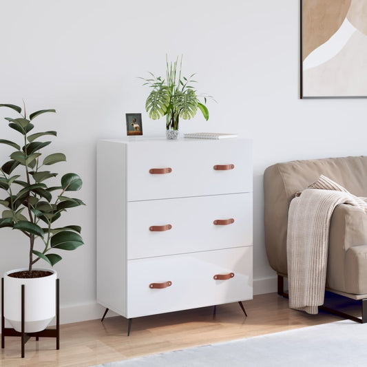 Chest of Drawers High Gloss White 69.5x34x90 cm Engineered Wood - Chest of drawers