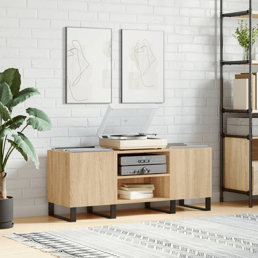 Record Cabinet Sonoma Oak 121x38x48 cm Engineered Wood - Media Storage Cabinets & Racks