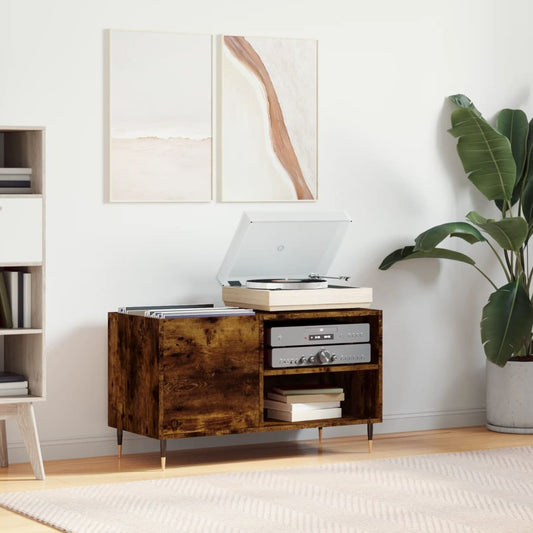 Record Cabinet Smoked Oak 85x38x48 cm Engineered Wood - Media Storage Cabinets & Racks
