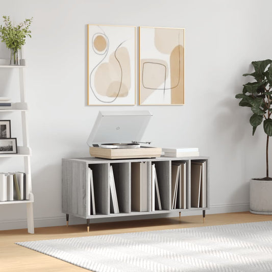 Record Cabinet Grey Sonoma 100x38x48 cm Engineered Wood - Media Storage Cabinets & Racks