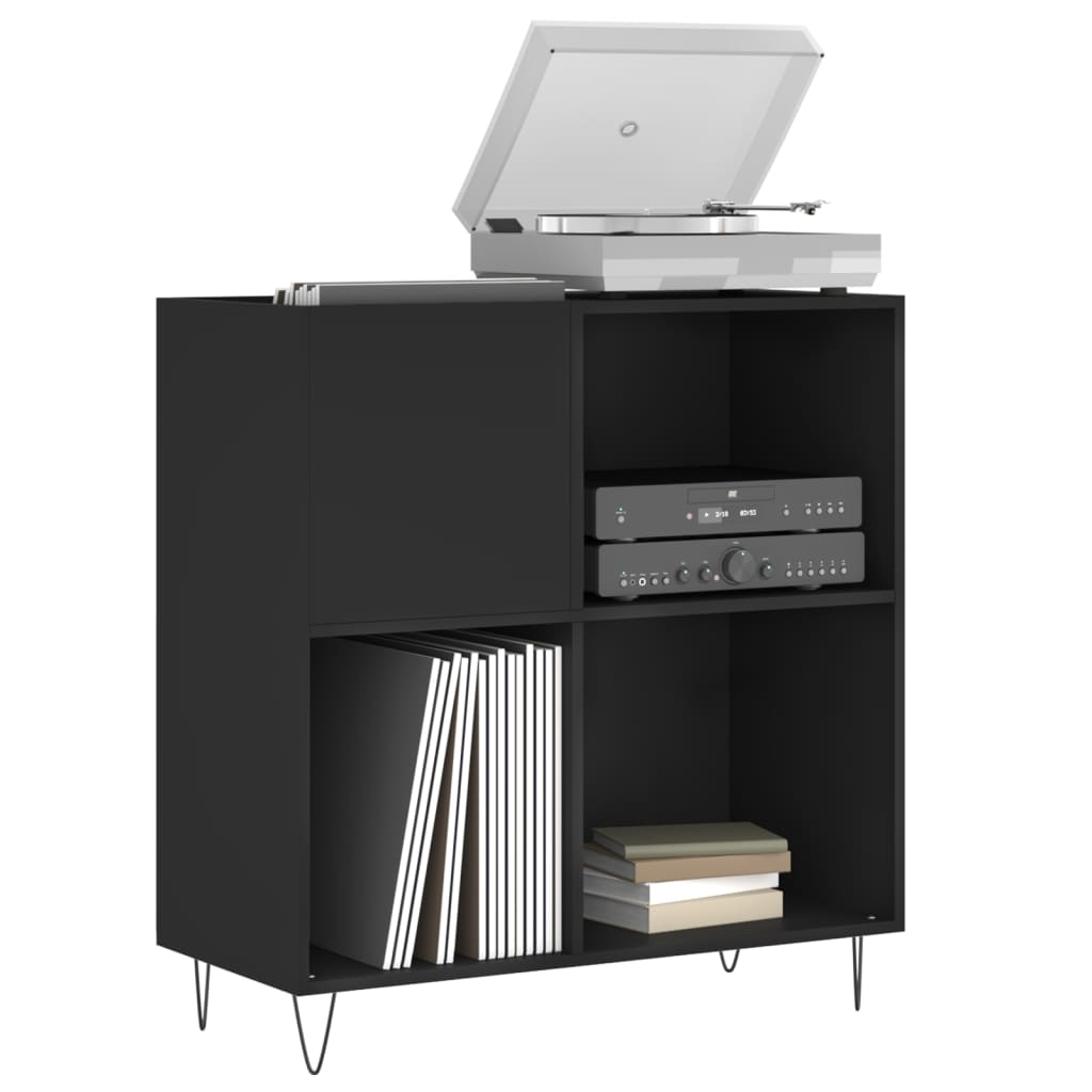 Record Cabinet Black 84.5x38x89 cm Engineered Wood - Media Storage Cabinets & Racks