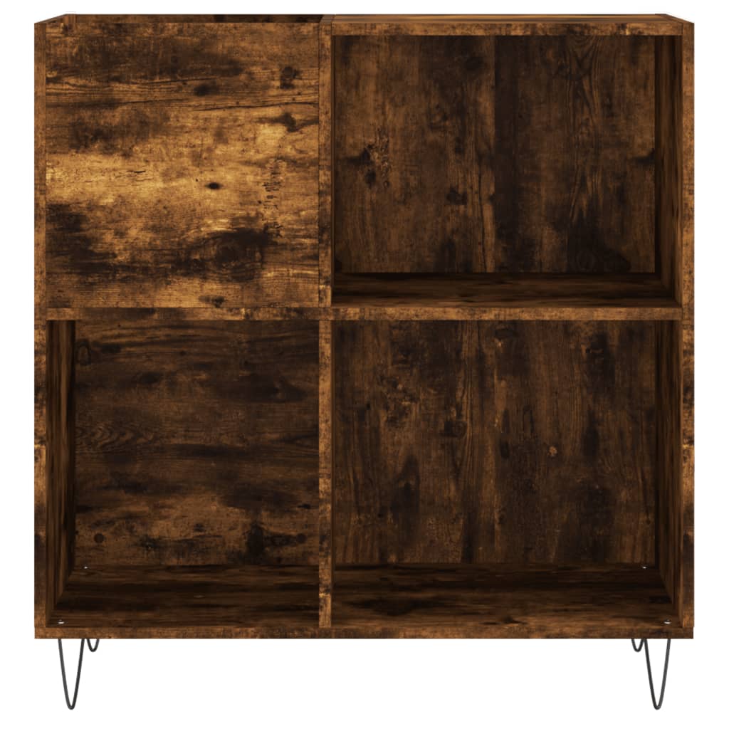 Record Cabinet Smoked Oak 84.5x38x89 cm Engineered Wood - Media Storage Cabinets & Racks