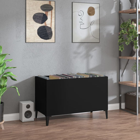 Record Cabinet Black 74.5x38x48 cm Engineered Wood - Media Storage Cabinets & Racks