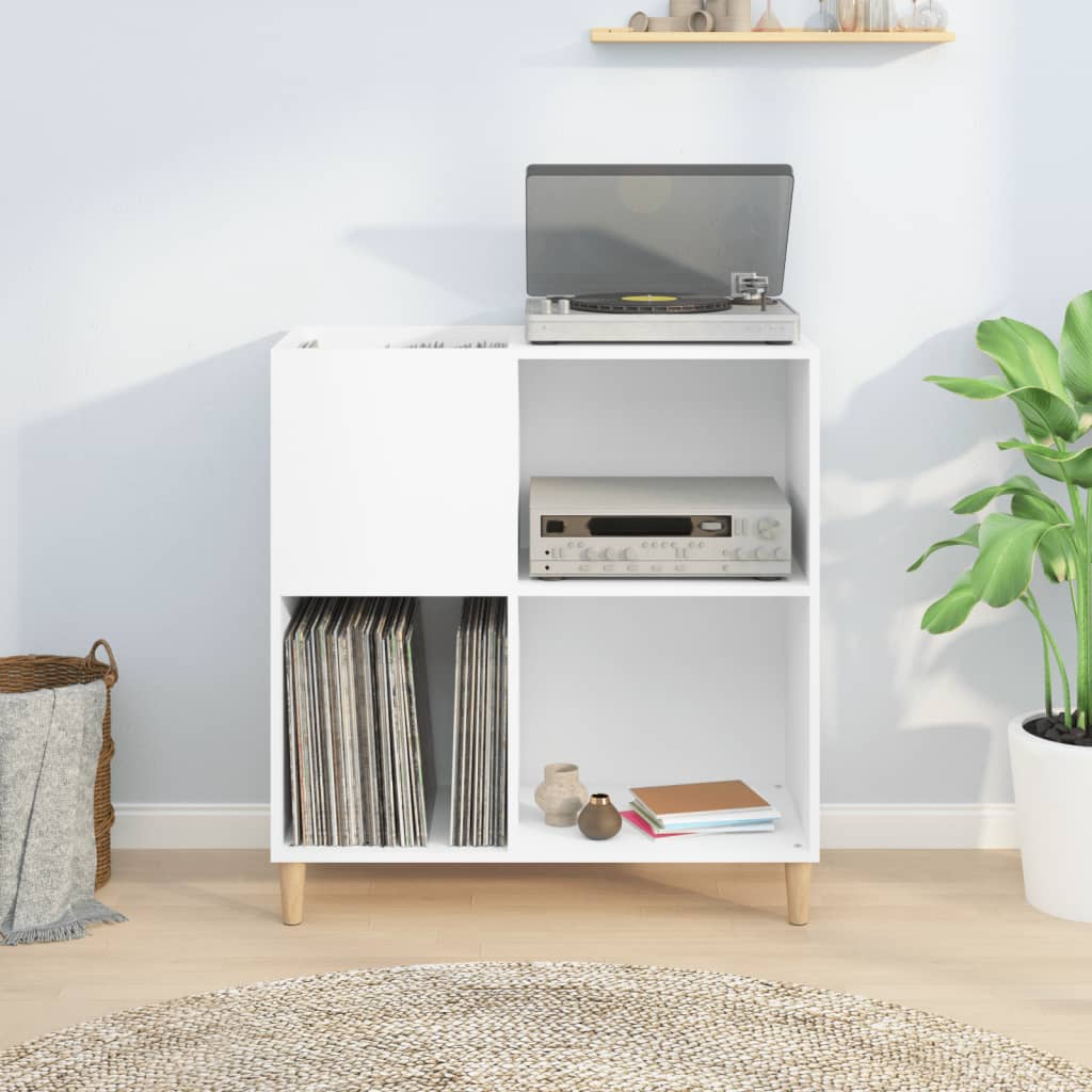 Record Cabinet White 84.5x38x89 cm Engineered Wood - Media Storage Cabinets & Racks