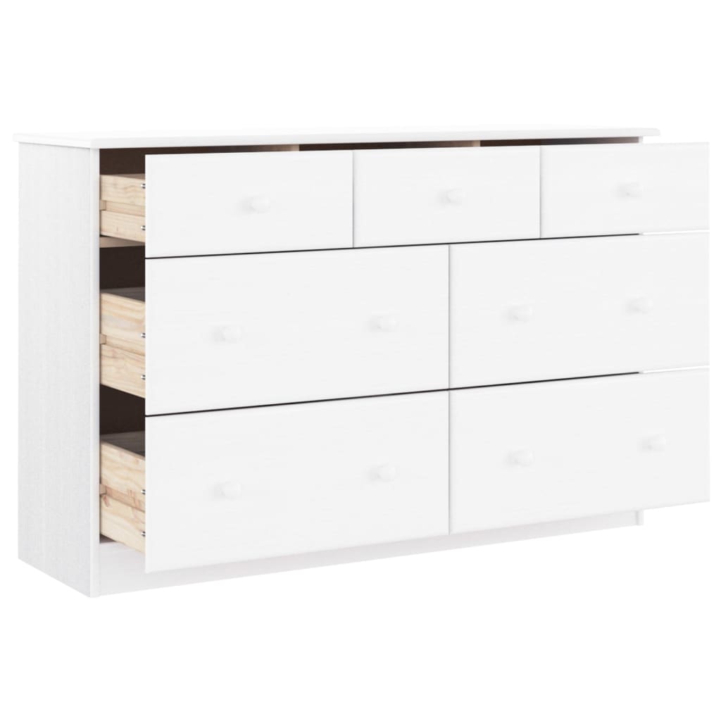 Chest of Drawers ALTA White 112x35x73 cm Solid Wood Pine - Chest of drawers