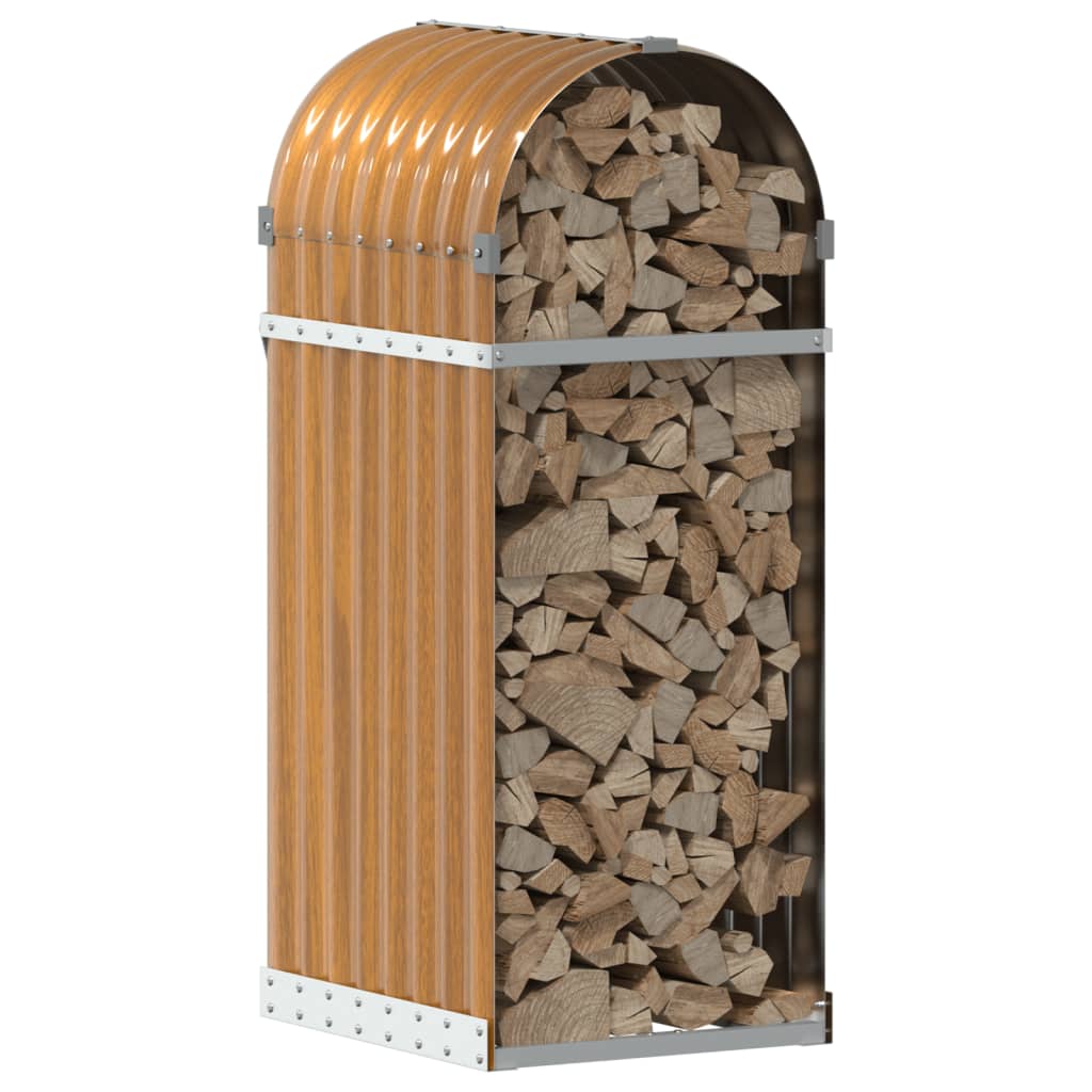 Log Holder Light Brown 40x45x100 cm Galvanised Steel - Log Racks & Carriers