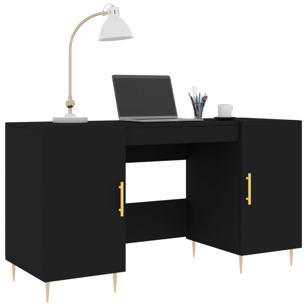 Desk Black 140x50x75 cm Engineered Wood - Desks