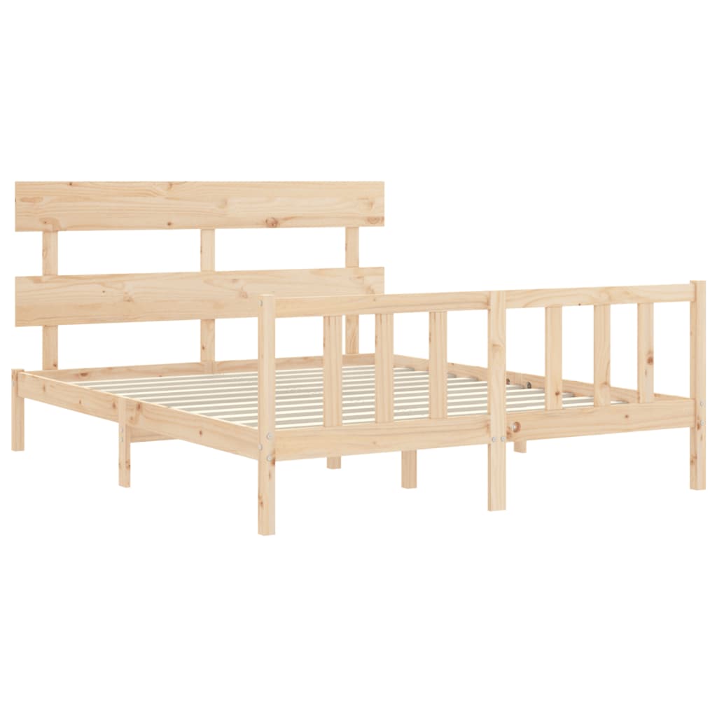 Bed Frame with Headboard 160x200 cm Solid Wood - Beds & Bed Frames
