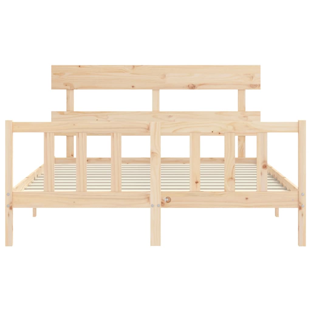 Bed Frame with Headboard 160x200 cm Solid Wood - Beds & Bed Frames