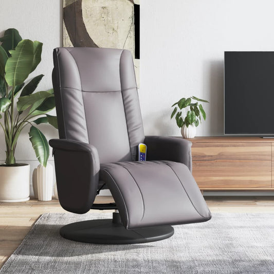 Massage Recliner Chair with Footrest Grey Faux Leather - Arm Chairs, Recliners & Sleeper Chairs