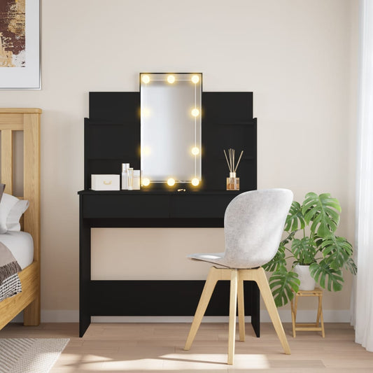 Dressing Table with LED Lights Black 96x40x142 cm - Bedroom Dressing Tables