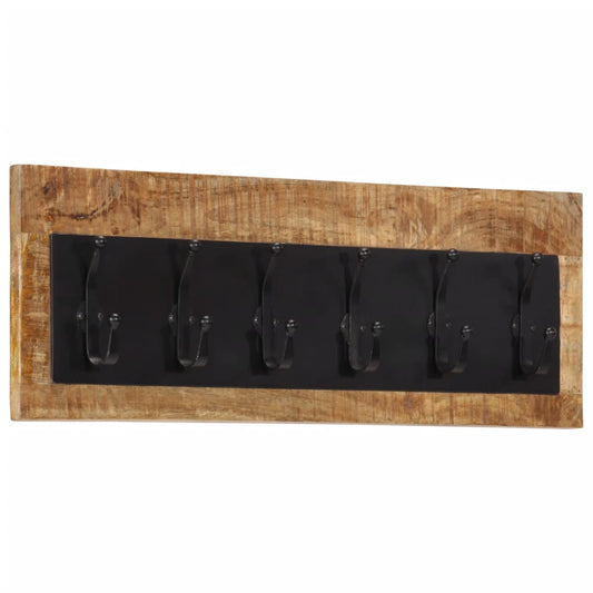Wall-mounted Coat Rack with 6 Hooks Solid Wood Mango - Coat & Hat Racks