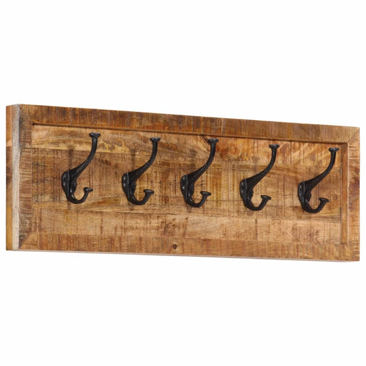 Wall-mounted Coat Rack with 5 Hooks Solid Wood Mango - Coat & Hat Racks