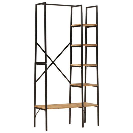Clothes Rack with Shelves 90x40x190 cm Solid Wood Mango and Iron - Coat & Hat Racks