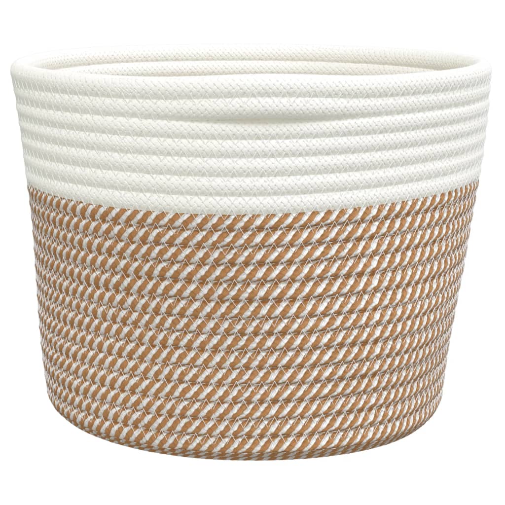 Storage Baskets 2 pcs Brown and White Ø24x18 cm Cotton - Baskets