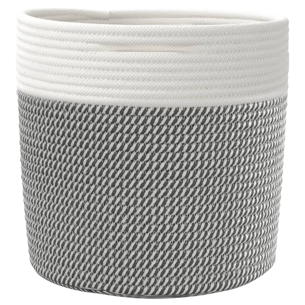Storage Baskets 2 pcs Grey and White Ø28x28 cm Cotton - Baskets