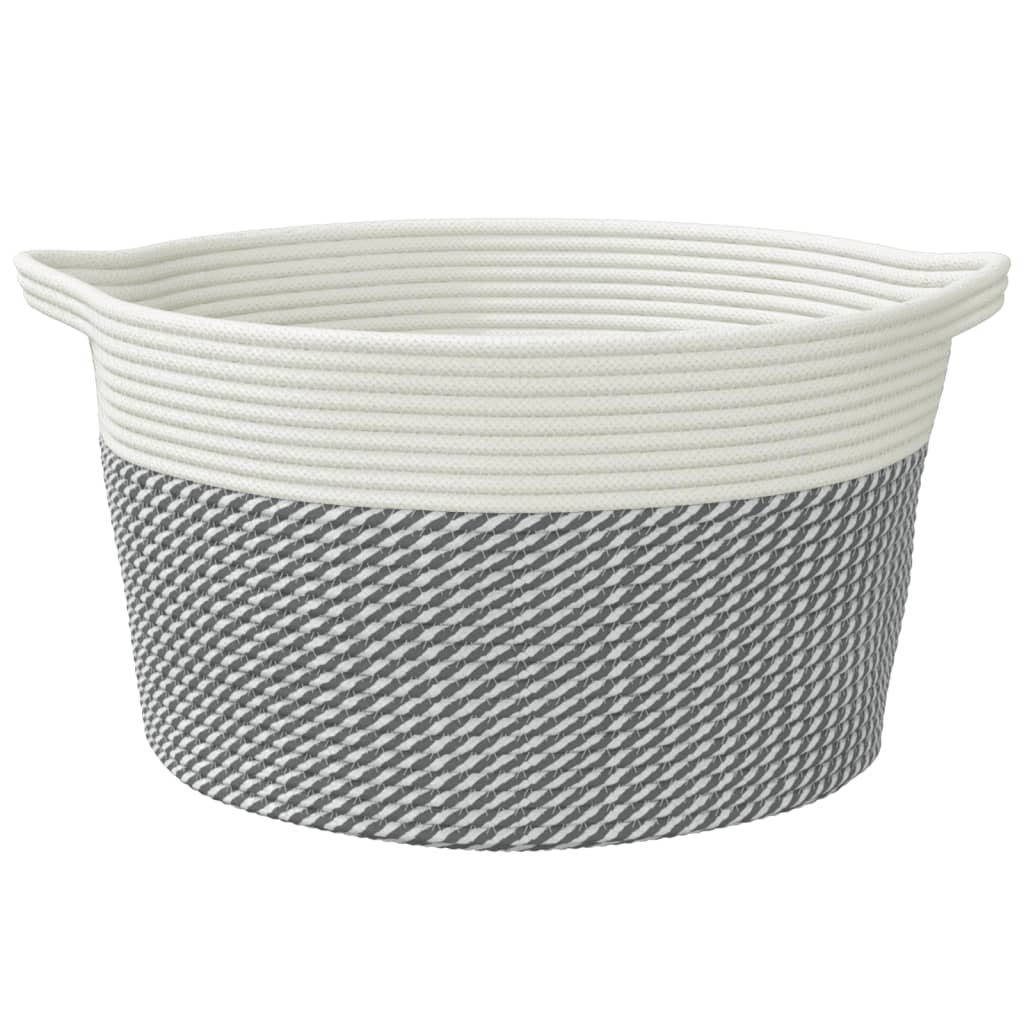Storage Basket Grey and White Ø40x25 cm Cotton - Baskets