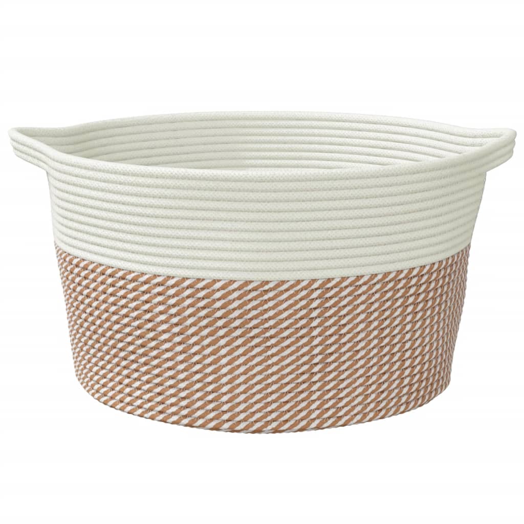 Storage Basket Brown and White Ø40x25 cm Cotton - Baskets
