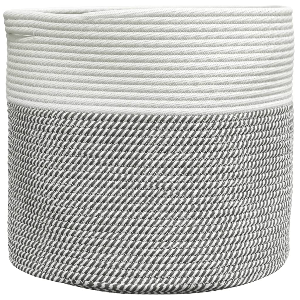 Storage Basket Grey and White Ø40x35 cm Cotton - Baskets