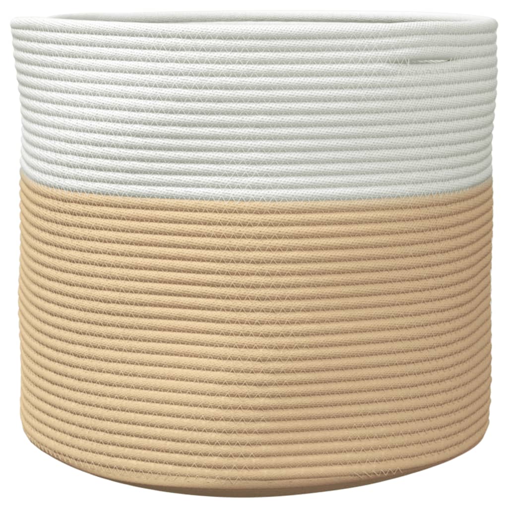 Storage Basket Beige and White Ø40x35 cm Cotton - Baskets
