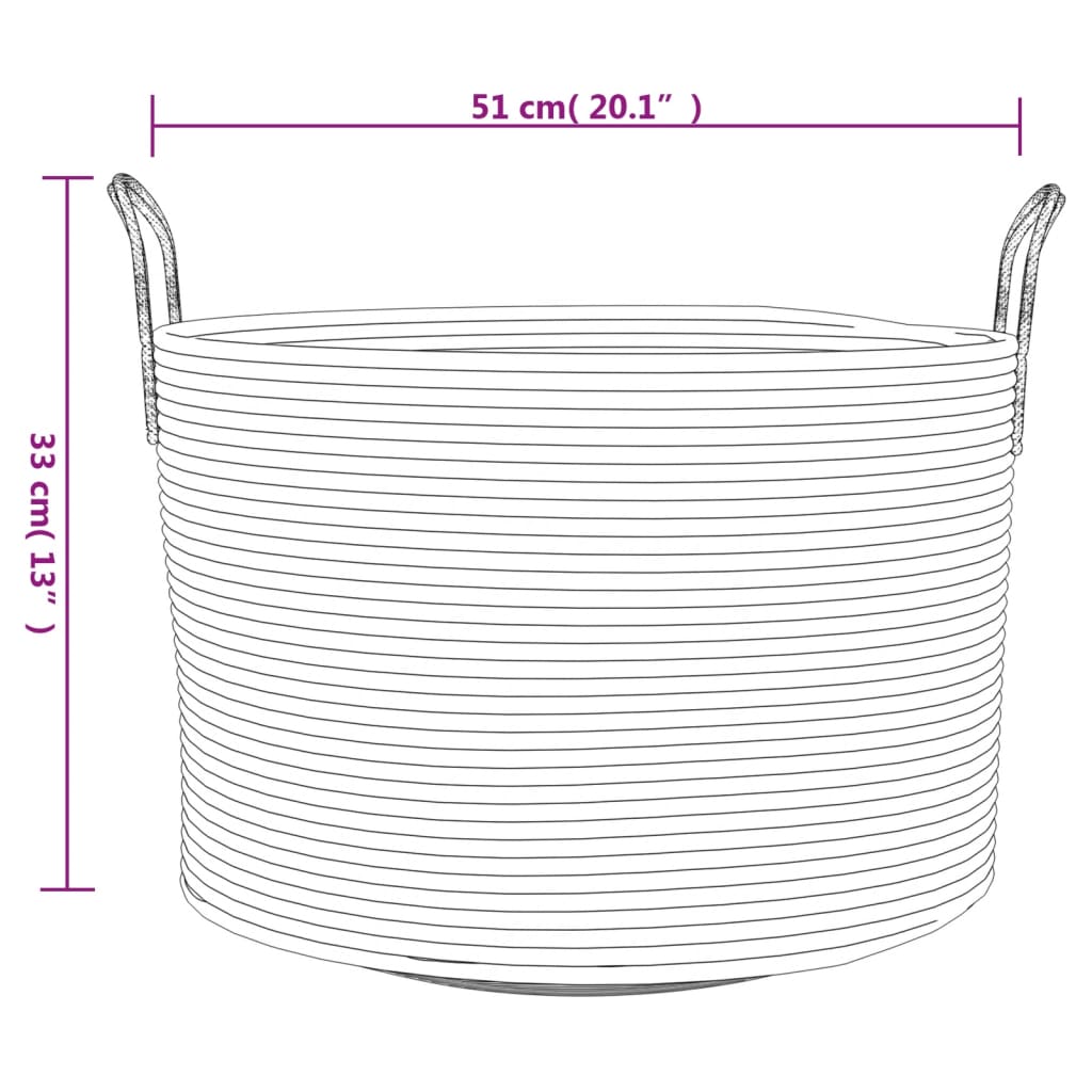 Storage Basket Grey and White Ø51x33 cm Cotton - Baskets