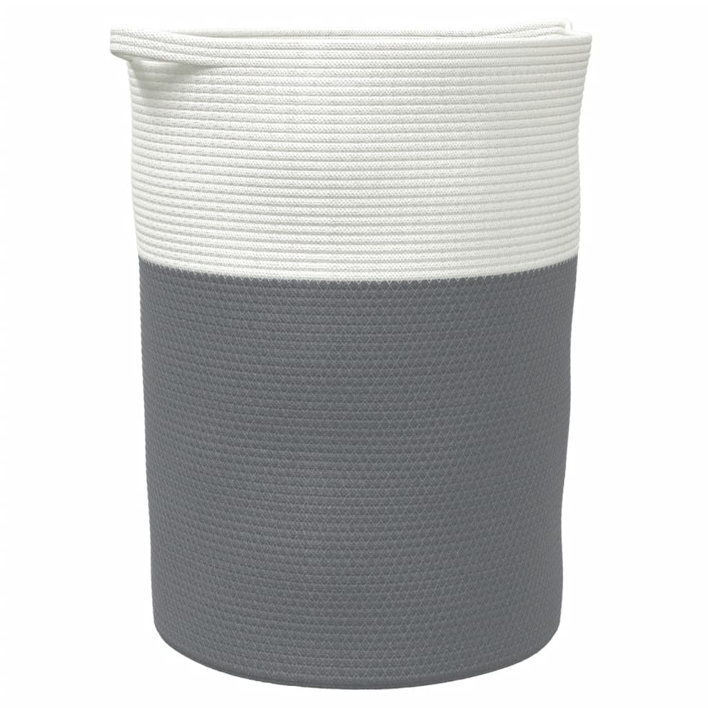Storage Basket Grey and White Ø49x65 cm Cotton - Baskets