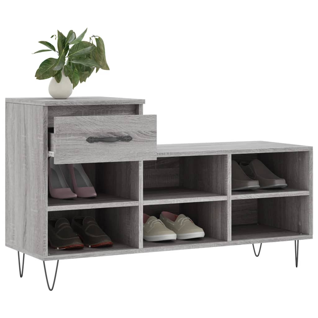 Shoe Cabinet Grey Sonoma 102x36x60 cm Engineered Wood - Shoe Racks & Organisers
