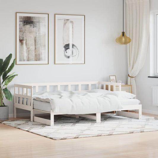 Daybed with Trundle White 90x190 cm Solid Wood Pine - Beds & Bed Frames