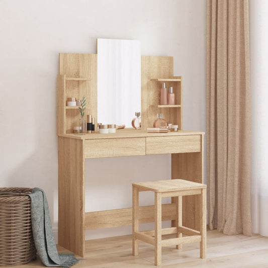 Dressing Table with Mirror Sonoma Oak 96x39x142 cm - Bedroom Dressing Tables